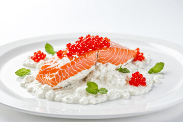 Wall Mural - Salmon with Cream Cheese and Red Caviar