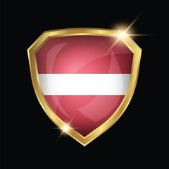 Sticker - Latvia Flag Golden Shield Logo