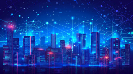 Wall Mural - Technology background for smart city with internet of things technology and big data concept, internet of things is technology in the future for the infrastructure of the information society