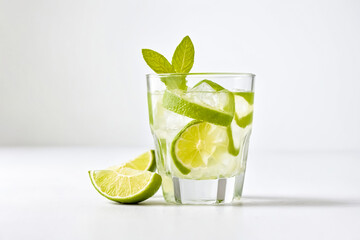 Wall Mural - Lime and Mint Cocktail in Glass with Ice