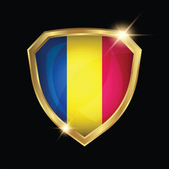 Wall Mural - Chad Flag Golden Shield Logo