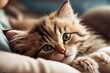 © Five Million Stocks - Close enjoying up owner s lap cute kitten little upside lying cat knee pet adorable animal baby background beautiful brown closeup comfort comfortable cozy domestic eye felino fluffy funny fur furry