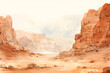 © Your Background - Watercolor painting of Negev desert with red sandstone formations landscape background
