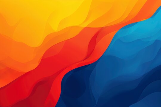 Abstract illustration of orange yellow red and blue background - generative ai