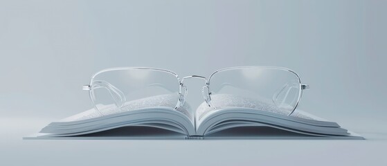 Open books with glasses on top, symbolizing the pursuit of knowledge and the joy of reading in education and business contexts.