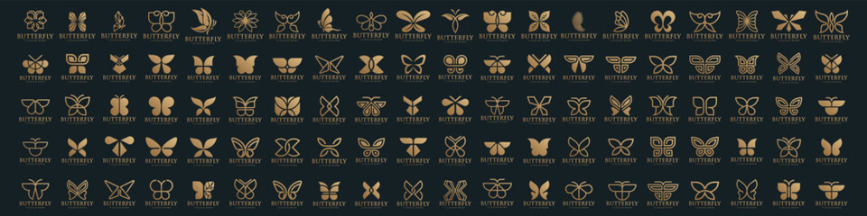 Canvas Print - set of creative abstract butterfly logo design. Vector illustration