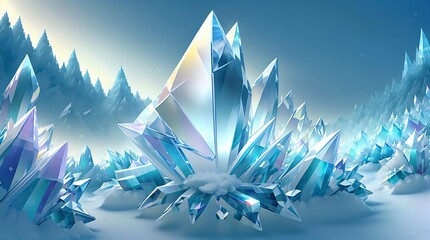 Wall Mural - Background crystals 3d. Blue diamond