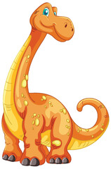 Wall Mural - Smiling orange dinosaur with a long neck