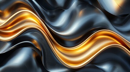 Poster - An abstract background with a blend of gold and black metallic textures, creating a rich, opulent visual that evokes the grandeur and sophistication of luxury design. Abstract Backgrounds
