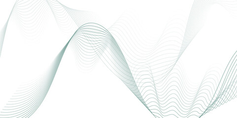 Wall Mural - White wave curve lines banner background design. Abstract soft wave lines dynamic flowing blue light isolated background. Vector Illustration of the gray pattern of lines. stripes on white.