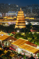 Illuminated Ancient Pavilion at Night