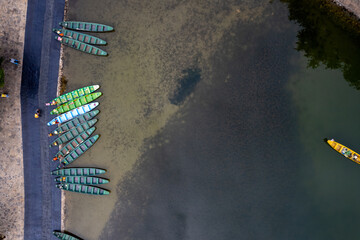 Wall Mural - Scenic Aerial View of Docked Boats