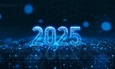 Vector illustration of a futuristic glowing blue number 