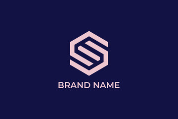 letter S lineart hexagon logo, letter S shield logo, letter S chain link connected infinity sign logo, letter S tech company logo