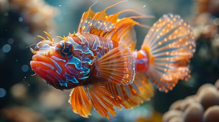 Wall Mural - Vibrant Lionfish Swimming in Coral Reef