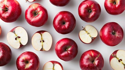 Wall Mural - Red Apples on White Background