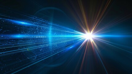 Wall Mural - abstract blue light burst