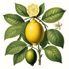 Wall Mural - A Lemons isolated on white background