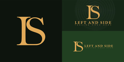 Wall Mural - Abstract initial letters LS or SL logo in gold color isolated on multiple background colors. The logo is suitable for food and restaurant logo vector design illustration inspiration templates.