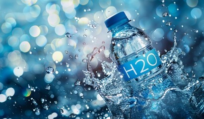 Wall Mural - bottled water floating in the middle of the ocean, water, h2o, scenic view, commercial