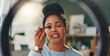 © peopleimages.com - Woman, vlog and recording with ring light for makeup, cosmetics or facial treatment at home. Female person, vlogger or influencer applying eye shadow, beauty or contour for online tutorial at house