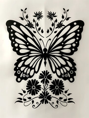 Wall Mural - A butterfly with flowers on its wings