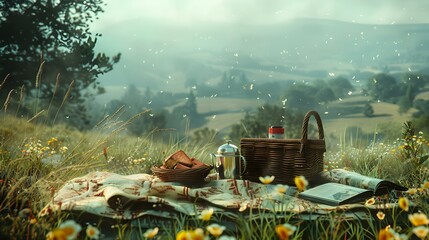 Wall Mural - A picnic on the hill img
