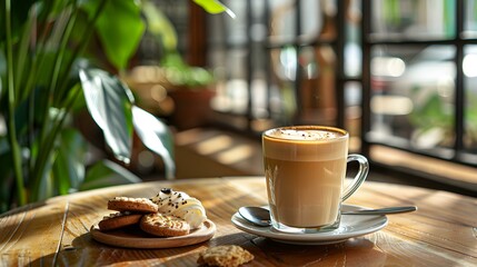 Sticker - A cup of latte with caramel stands picture