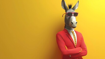 Wall Mural - character concept donkey wear sunglasses and suit like a businessman