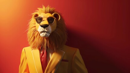 Wall Mural - character concept lion wear sunglasses dressed like businessman