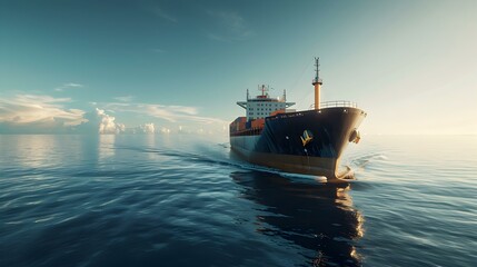 Sticker - Large cargo ship navigating through open waters picture