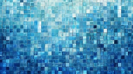 Wall Mural - ombre blue mosaic patterned background illustration, 16:9