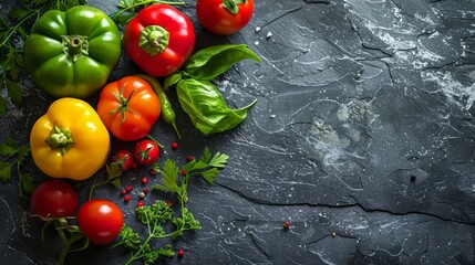 Vibrant Vegetables on a Rustic Slate Background