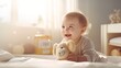 © venusvi - an adorable baby giggling with joy while playing with their favorite toy.