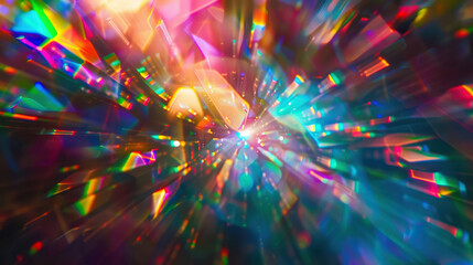 Wall Mural - Abstract background with holographic rainbow prism lens flare reflection, rainbow blurred light refraction, texture overlay