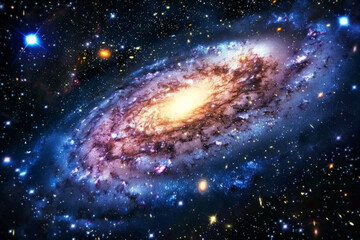 Wall Mural - beautiful spiral galaxy in deep space with stars and nebula