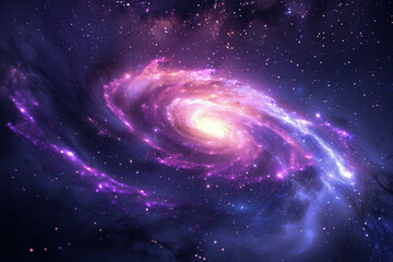 Wall Mural - beautiful spiral galaxy in deep space with stars and nebula