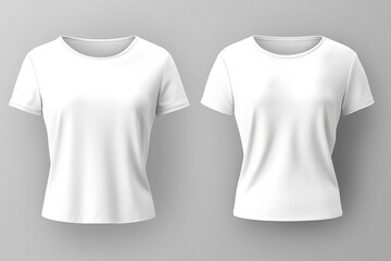 Wall Mural - Plain white woman t-shirt front view in isolated background. Ladies t-shirt mockup template. AI generated