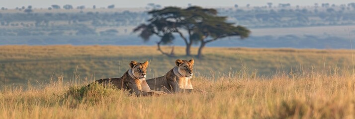 Wall Mural - machine generated photo of the open african landscape - safari concept in the grasslands