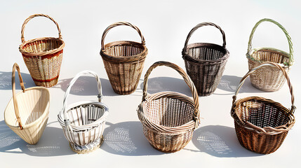 Wall Mural - Collection of basket with shadow, on white background