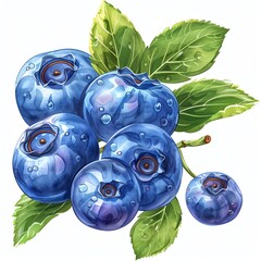 A blueberry clipart, fruit element, vector illustration, blue, isolated on white background