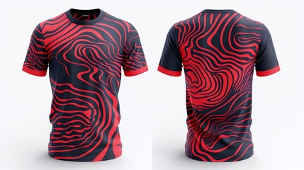 Wall Mural - A t-shirt mockup for sports shirts, including a template design for soccer jerseys or basketball kits, featuring fabric patterns in front and back views