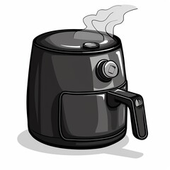 Wall Mural - A air fryer clipart, appliance element, vector illustration, black, isolated on white background