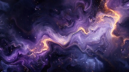 Wall Mural - Abstract cosmic scene with purple and orange swirling clouds representing space and mystery