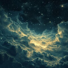 Wall Mural - Ethereal Night Sky Symphony