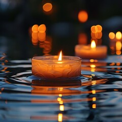 Wall Mural - Enchanting Floating Candles in Water