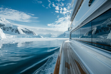 Wall Mural - Photo of a luxury yacht sailing through the Arctic