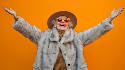 Wall Mural - The elderly woman in fur coat