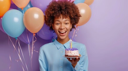 Canvas Print - The woman with birthday cake