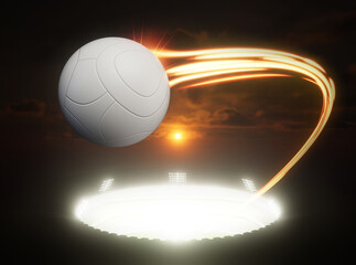 Wall Mural - Soccer Football Sports Ball And Light Trail From Stadium